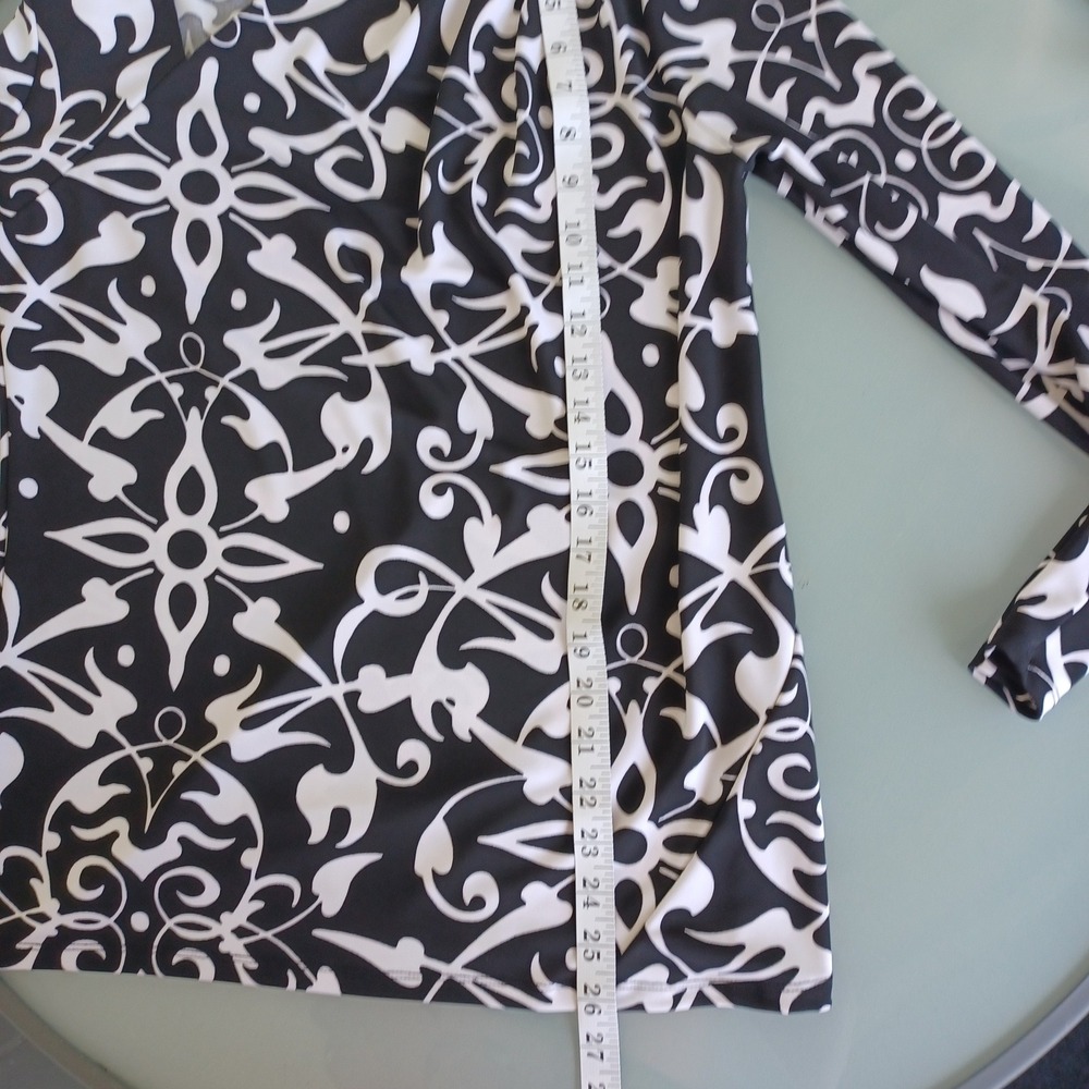Narciso Rodriguez for DesigNation Black White Scroll Print Asymmetrical Top M - Picture 5 of 10